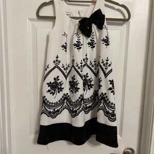 Girl's Bonnie Jean Black and White Floral Dress size 7